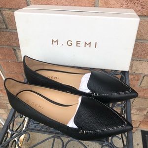 M. Gemi Stellato Black Leather Loafers, US 8.5 / EU 39.5